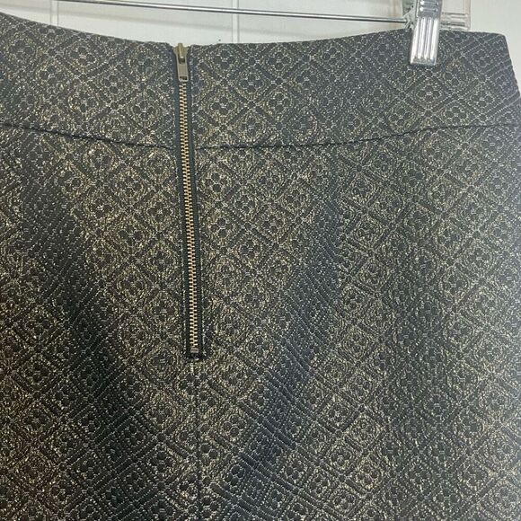 Ann Taylor Loft Women’s Size 12 Black Metallic Gold A Line Mini Skirt Pleated - Picture 5 of 9